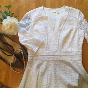 Eliza J Lace Fit & Flare Dress